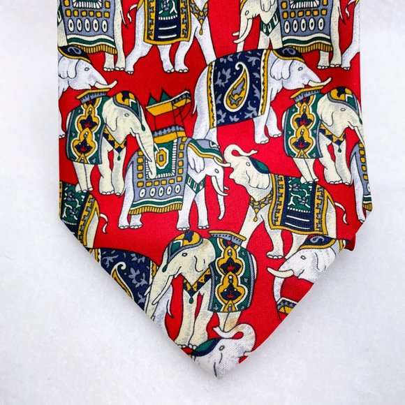 Rene Chagal Handmade Necktie Silk Circus Elephants Design L59" - Picture 14 of 14